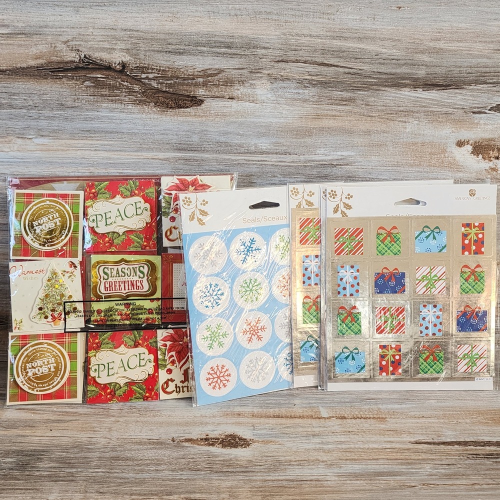 American Greetings Christmas Sticker Seals and Gift Tags Set Snowflake Present